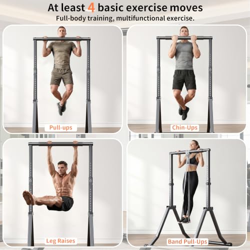 Foldable Pull Up Bar Station 66.1''-84.6'' Power Tower - color: 66"-85" with Assistance Bands