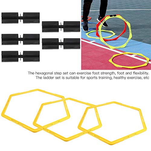 6Pcs Agile Circle Training Set with Link Buckle, Physical Training Hexagonal Step Suit Equipment Multipurpose Application for Basketball,Baseball,Football,Tennis