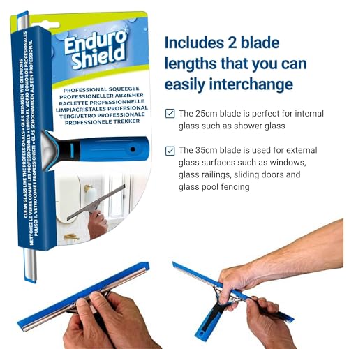 EnduroShield Professional Window Squeegee - 10 & 14 Inch Blades | Premium Silicone Blades | Streak-Free Results | Ergonomic Handle | Professional Grade - size: Single: Professional Squeegee