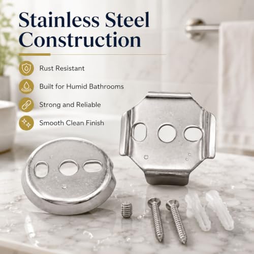 1Set Towel Bar Replacement Parts Mounting Bracket Universal | Bathroom Hardware Silver Suspension Fastening Screw Towel Bar Mounting Hardware for Common Fixtures like Robe Hooks, etc.
