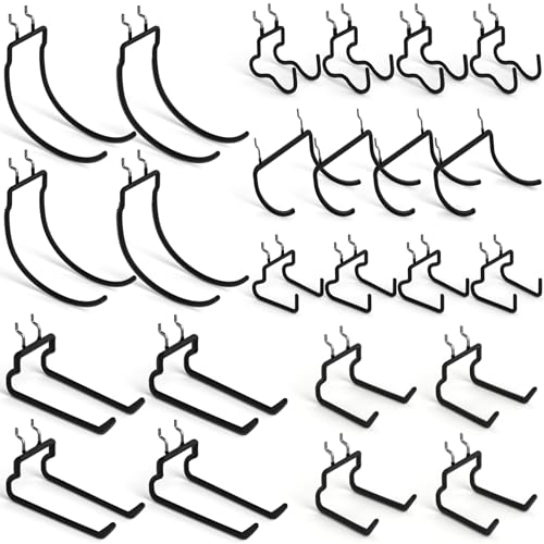 INCLY 24 Pack 1/4" Pegboard Drill Holder Tool Utility Hooks | Heavy Duty Pegboard Hooks, Peg Board Tool Hangers, for Power Tools, Drill, Hammer, Cords, Hoses, Shovels, Garage Storage - size: 24 Pack
