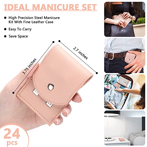 Lasnten 24 Set Valentine Manicure Set Bulk Nail Clippers Grooming Nail Kit Stainless Steel Professional Pedicure Tools Kit with Travel Case for Men Women Valentine's Day Gift(4 in 1,Pink) - color: Pink, size: 4 in 1