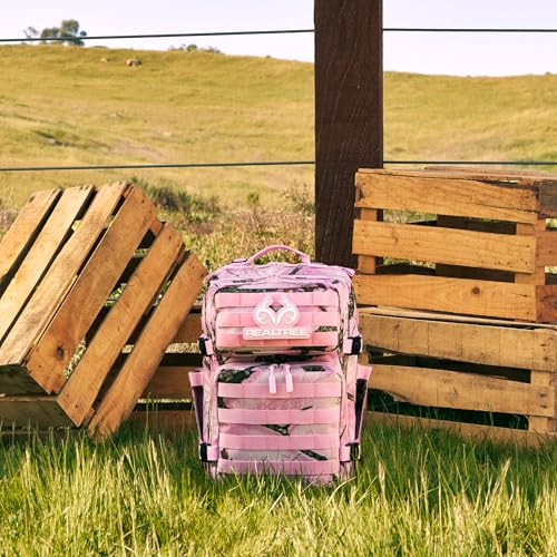 WOLFpak 35L Athletic Gym Backpack - Durable 1000D Waterproof Oxford Material with MOLLE Webbing, Laptop Pocket - color: Realtree Apx Flushing Pink