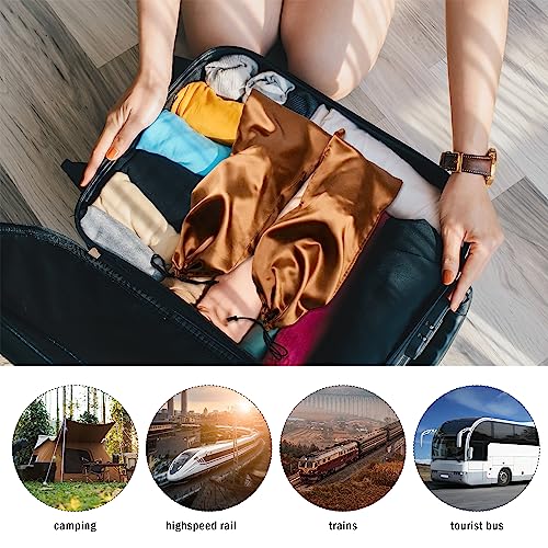 GONGKANGYUAN 4 Pack Shoe Bags for Travel Satin Fabric Shoe Bag with Drawstring for Men Women Travel Protecting Storing Shoes (Brown) - color: Brown