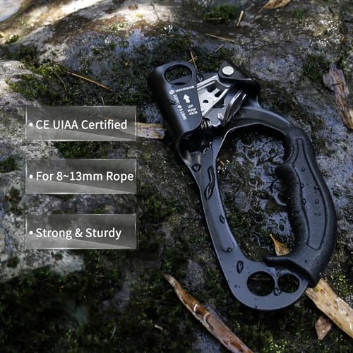 NewDoar UIAA & CE Certified Hand Ascender Rock Climbing Tree Arborist Rappelling Gear Equipment Rope Clamp for 8~13MM Rope - color: Black Pro-Right
