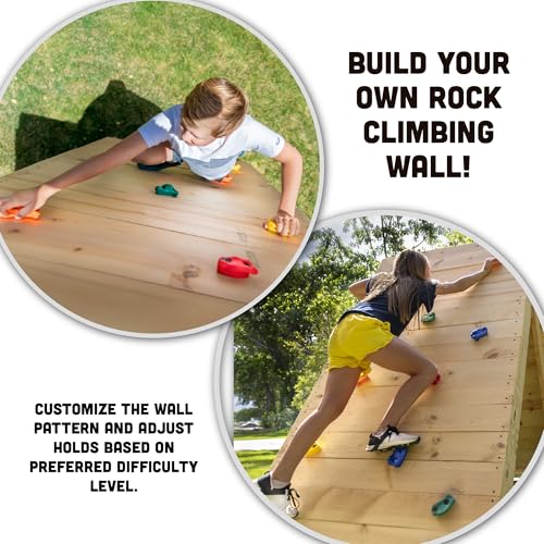 Squirrel Products Rock Climbing Holds for Kids, Deluxe Extra Large Climbing Rocks with Mounting Hardware - DIY Rock Wall Indoor & Outdoor Playground Accessories Wall Climbing Kit - Ages 3+ - style: 20 Pack with Patented Safety Plugs