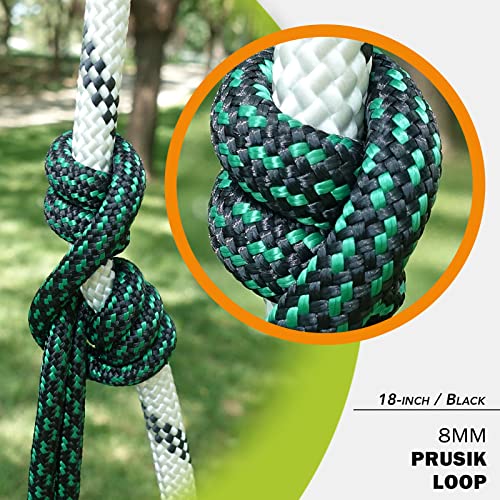 GM CLIMBING 8mm (5/16") Prusik Loop Pre-Sewn 18 inches / 24 inches - color: Black-18 Inch