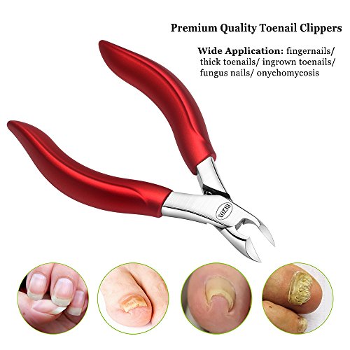 BEZOX Toenail Clippers for Thick Nails - Precision Thick Finger Nail Clipper Adult, Comfort Grip Nail Cutter, Ergonomic Long Handle Large Toe Nail Clippers - color: Champagne Red
