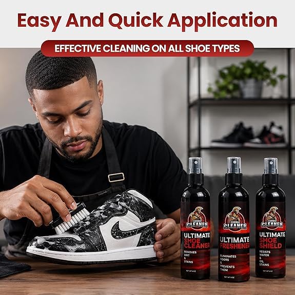 Combat Cleaner Shoe Cleaning Kit – Complete Sneaker Care Solution for Leather, Suede, Canvas, Mesh, Nubuck & More - color: Shoe Cleaner+shield+freshner