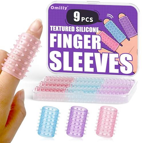Textured Silicone Finger Covers, Anti Bite Finger Protectors for Skin Picking Nail Biting, 9-Pack Sensory Fidget Finger Sleeves for Anxiety, OCD, Dermatillomania, Adults & Kids