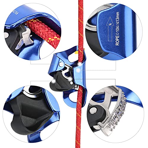 WILDKEN Rock Climbing Chest Ascender Climbing Mountaineering Tree Arborist | Rappelling Gear Climbing Equipment Rope Clamp for 10-13MM Rope - color: Blue