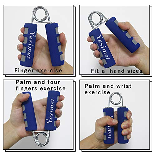 2 Pack Hand Grip Strengthener Set, Forearm Exerciser, Finger Gripper, Grip Strength Trainer, Hand Grip- Soft Foam Hand Exercise for Quickly Increasing Wrist Forearm and Finger Strength - color: Blue
