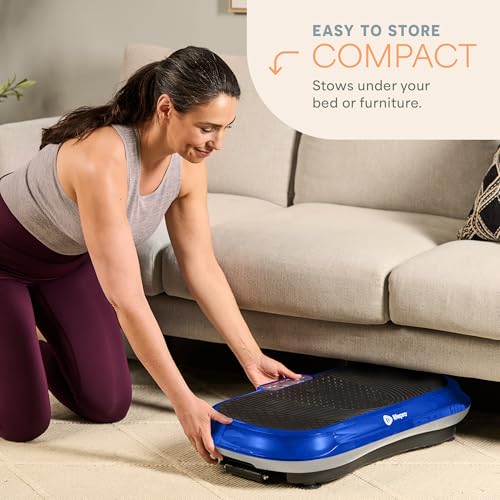 Lifepro Waver Vibration Plate Exercise Machine with 99 Speeds & 10 Presets | Resistance Bands, Non-Slip Surface, 330 lbs Capacity — Vibration Plate for Lymphatic Drainage, Body Toning, Full-Body Workout - color: Blue