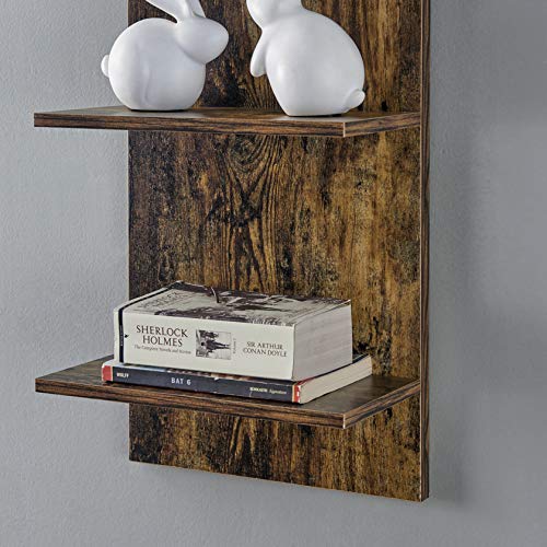 Danya B. Decorative Wall Mount Vertical Shelving Unit – Modern 5-Tier Column Shelves – Pine Grain Finish