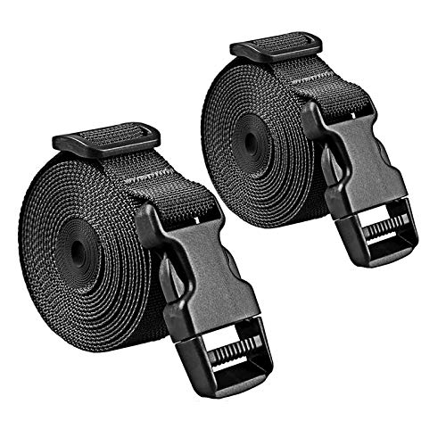 Premium Utility Straps with Quick Release Buckle Adjustable Heavy Duty Long Nylon Tie Down Straps Lashing Straps for Backpack Tactical Camping Gear Sleeping Bag Mattress(Black 2Pcs/13ft)