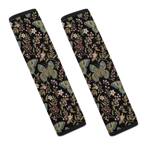 2 Pack Mystical Moth Floral Whimsical Moth Flowers Seat Belt Shoulder Pad Universal Fit Harness Pads Strap for Kids, Car Seats Pushchair Strollers High Chair Pushchair, Shock Absorption - color: Pattern 87
