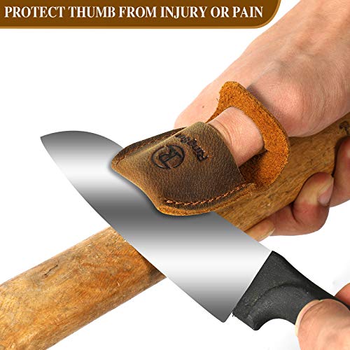 Thumb Guard Wood Carving Tools, Leather Finger Protector, Handmade Carpenter Working Carving Kit Accessories Brown RS40 - color: Brown