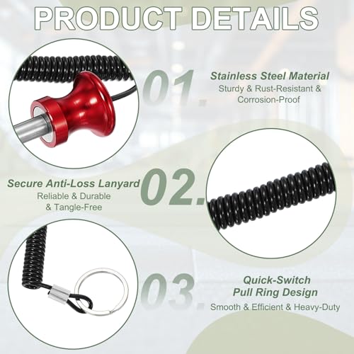 Weight Stack Pin, Weight Gym Pin Strength Training Equipment Replacement with Pull Rope for Commercial Home - color: Red, size: 0.4 x 3.1 Inch