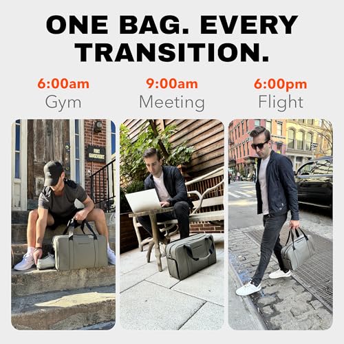 The FTL Pro Mens Travel Bag - 30L Premium Work to Gym Weekender Duffel with Garment Bag, Shoe Space & 18" Laptop Sleeve - Organized Athletic Business Carry On Hybrid, Fits Under Airplane Seat - Grey - color: Stone Grey, style: Pro