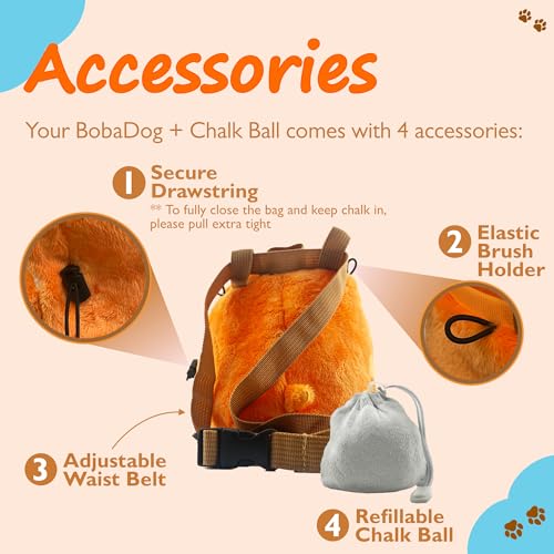 Rock Climbing Chalk Bag + Refillable Ball – Boba Dog Plush Animal Bag - style: Chalk Bag + Refillable Chalk Ball