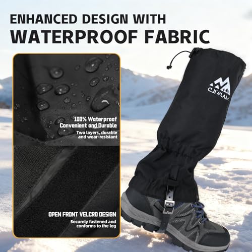 Adjustable Leg Gaiters, Waterproof Snow Boot Gaiters for Men Women with Hiking, Walking, Hunting, Snowshoeing, Climbing