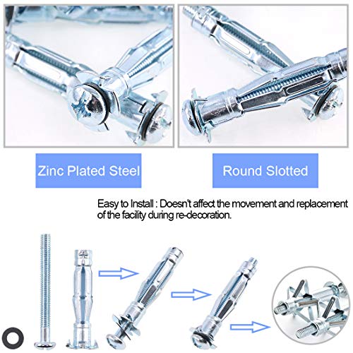 Glarks 30Pcs 6x52MM Heavy Duty Zinc Plated Steel Molly Bolt Hollow Drive Wall Anchor Screws Set for Drywall, Plaster and Tile (M6x52) - size: 6x52mm