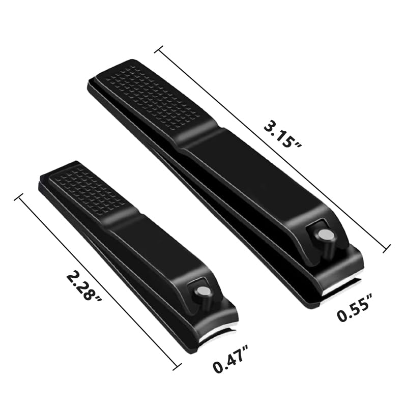 Nail Clippers Set Sharp Black Nail Cutter Fingernail Toenail Clipper with Case Large and Small 2 Piece (Black case) - color: Black Case
