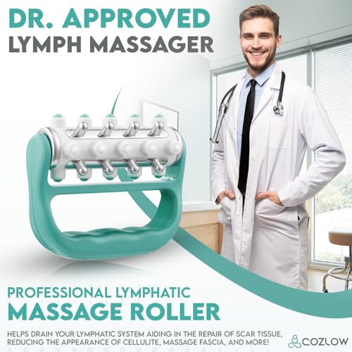 COZLOW - MyoRelease Lymphatic Drainage Massager - Green - Handheld Fascia Release + Scar Tissue Massage Roller for Shoulder, Neck, Belly, Thigh, Leg, Back, Glutes - Helps Reduce Cellulite Appearance - color: Green