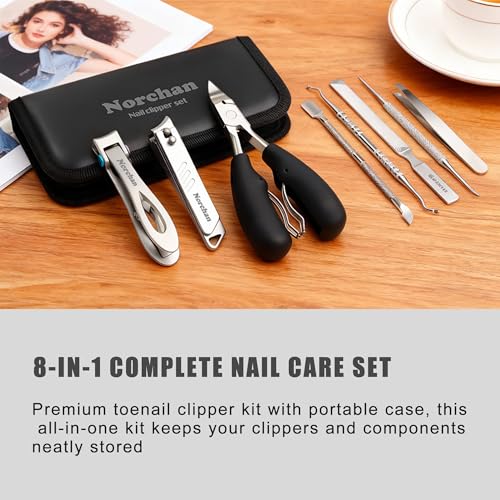 Heavy Duty Toenail Clipper Set for Seniors with Case | 8 in 1,Precision Sharp Blades,Great for Home and Travel