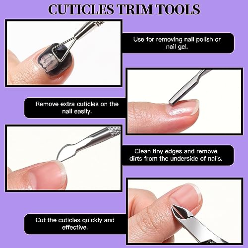 FANDAMEI Manicure and Pedicure Tools Kit, Manicure Kit, Nail Files 100/180, Nail Buffer Block, Nail Cuticle Nippers, Cuticle Pusher, Cuticle Peeler, Ingrown Toenail Tool, Toenail File, Purple - color: D-purple
