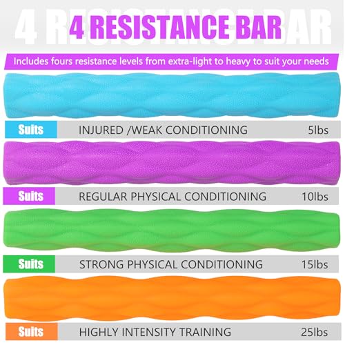 DICYWUDI Flex Therapy Bar and Grip Strength Trainers set, Physical Therapy & Resistance Bar for Golfers Elbow, Tendinitis, Wrist,Forearms Pain, Improve Grip Strength and Relieve Pain - color: Blue/Purple/Green/Orange-MH