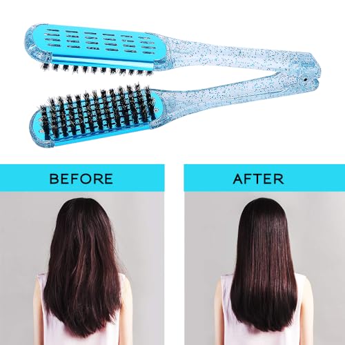 Boar Bristle Clamp Hair Brush, Ceramic Double Sided Brush Clamp Straightener,Detangling, and Styling Hair
