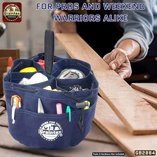Graintex 18 Pockets Grab Bag Rip-stop Canvas Drawstring Closure, Small Part Organizer Pouch, Small Tools, Screws, Parts, Parachute Tool Bag for Efficient Storage - Navy Blue - color: Navy Blue