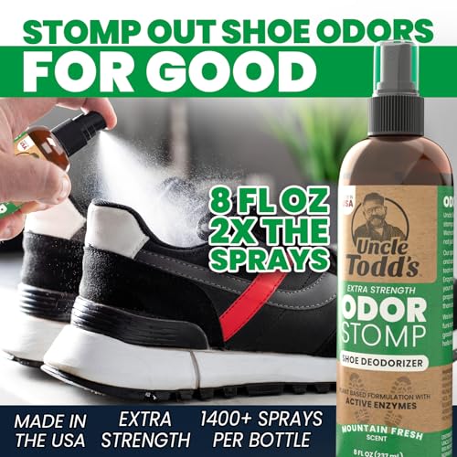 Uncle Todd's Shoe Deodorizer Spray 8oz - Proven & Powerful Enzyme Formula Spray for Shoe Odor Elimination in All Footwear (Mountain Fresh) - size: 8 Fl Oz (Pack of 1)
