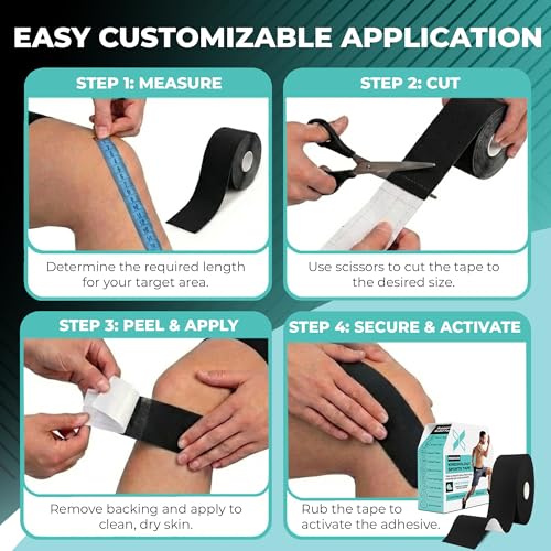 Kinesiology Tape Bulk Roll 114ft - Athletic Sports Tape, Black | Elastic Waterproof, Athletic Support & Joint Protection, Uncut for Wrist, Knee, Shoulder, Back, Foot, Skin-Friendly - color: Black