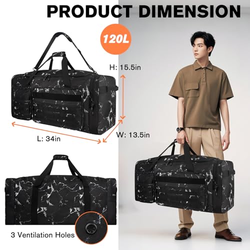 Goloni 130L Heavy Duty Large Duffle Equipment Bag,Catchers Gear Bag with Shoe Compartment,Baseball Duffle Bag - color: Marble