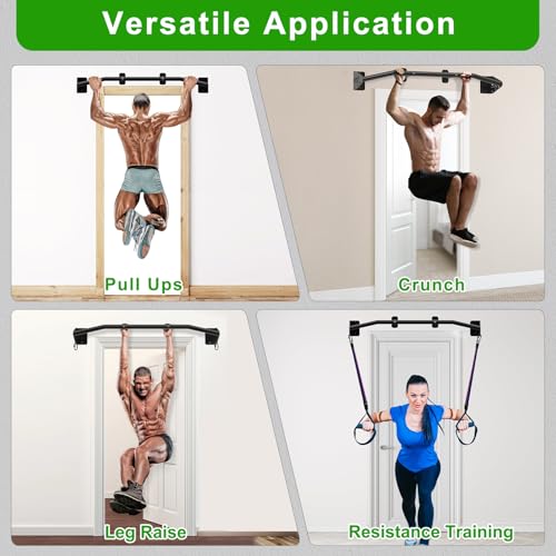 SELEWARE 32"/36" Wall Mount Pull Up Bar Joist Mount Chin Up Bar for Doorway | Heavy Duty Steel Construction Support 450 lb, w/Resistance Band Hooks, Fits 32"/36" Wall Studs for Home Gym Strength Training - size: B: 36" x 1.3" Dia Grip