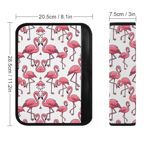 2PCS Soft Padded Car Seat Straps Shoulder Pads for Adult Use, Most Cars, Pink Flamingo Shoulder Protector, Shock Absorption - color: Pattern 720