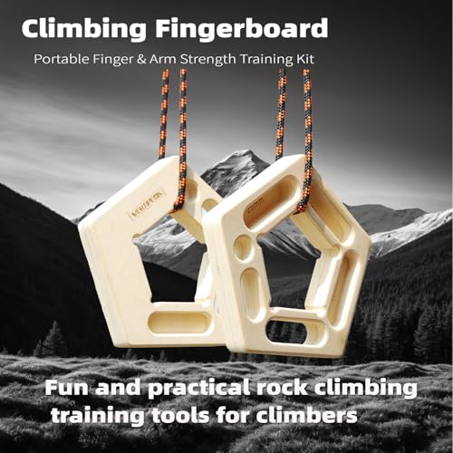 Portable Hangboard Rock Climbing, 2 Pack Lightweight Wooden Climbing Fingerboard for Bouldering, Finger Strength, Arm Workout and Pull-up Training