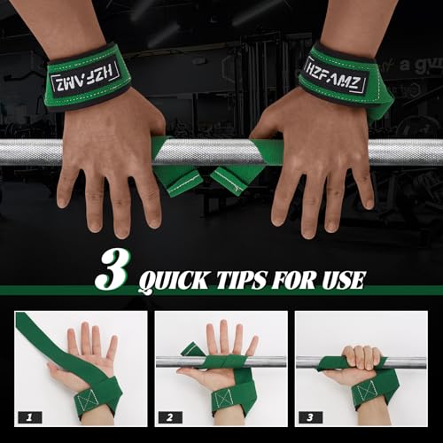 Lifting Straps, Lifting Wrist Straps for Weightlifting, Weightlifting Straps with Padded Neoprene, Gym Straps for Strength Training, Bodybuilding, Weight Lifting Straps for Men and Women - color: Green