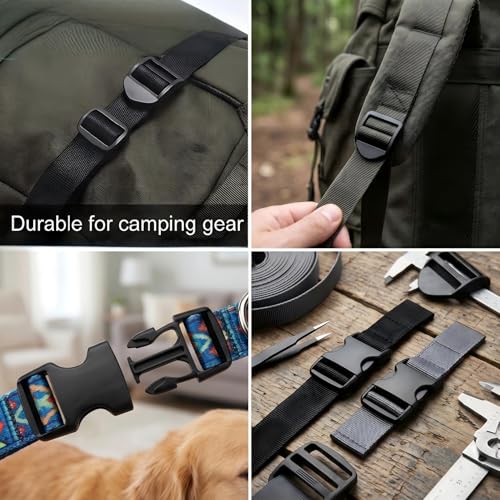 Ladder Lock Tri Glide Slide - Adjustable Strap Clips for Backpack/Gear Straps - Fits 3/4",1",1-1/4",1-1/2",2" Webbing - color: 4-pack for 2" Webbing