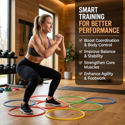 30 PCS Agility Rings Speed Training Set: 15" Exercise Speed Circle Jump Hoops for Soccer Football Footwork Coordination Speed Drill and Athletic Training Equipment