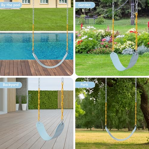 Sunnyglade 2PCS Swings Seats Heavy Duty with 66" Chain, Playground Swing Set Accessories Replacement with Snap Hooks, Support 250lb (2, Pastel Blue) - color: pastel Blue