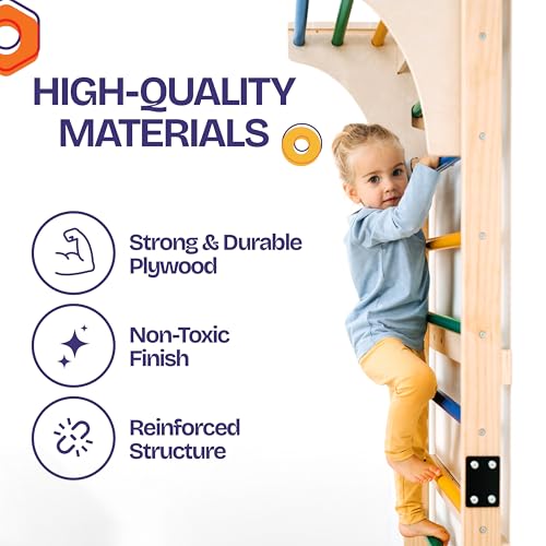 ComfyBumpy Swedish Ladder with Convertible Play Table | Montessori Climbing Set for Kids, Indoor Playground & Jungle Gym - Wall Climbing Toy for Active Play & Table | 400lbs Capacity (Set of 1)