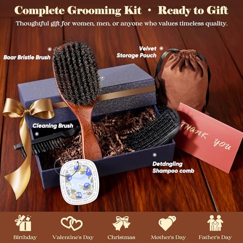100% Boar Bristle Hair Brush Since 1965 British Craftsmanship | Handmade Natural Wooden Slick Back Hairbrush, Soft Bristles Gentle Smoothing Women Men Kids Thin Fine Hair, Anti Breakage - size: Large