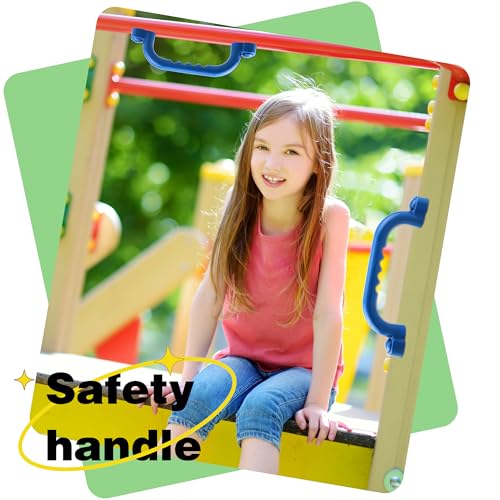 4-Piece Kids Playground Safety Handles - Plastic, Blue, Smooth Finish - Grab Handle Bars for Outdoor Playset, Backyard Playhouse, Tree House, Jungle Gym - color: Blue