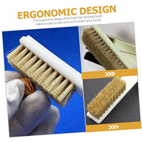 SOLUSTRE 2Pcs Climbing Brush Set Boar Hair Bristles and Sturdy Handle Rock Cleaning Tool for Bouldering and Chalk Removal