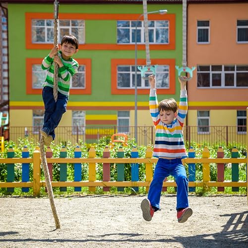 Gymnastics Rings, Professional Children Trapeze Bar Pull Up Rings, Playground and Home Exercise Gym Equipment, Children's Adjustable Strap Strength Training Rings - color: Green - 1.5M Strap