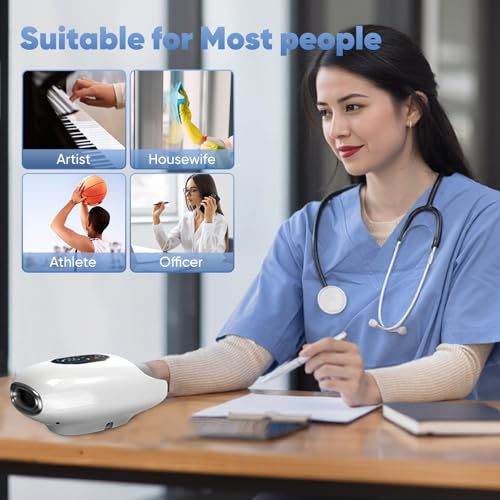 Hand Massager with Heat and Compression for Arthritis and Carpal Tunnel Relief, Finger Wrist Massager with 9 Modes & Hot Cold Therapy, Gifts for Women Men, White - color: White