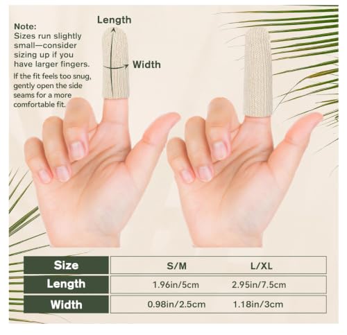 Evridwear 20PCS Cotton Finger Cots for Eczema, Cracked Skin, Calluses | Moisture Wicking Cotton Cushion Finger Covers Cot Sleeves Fingertips Protect for Men & Women,L/XL - size: 1 Pack Long